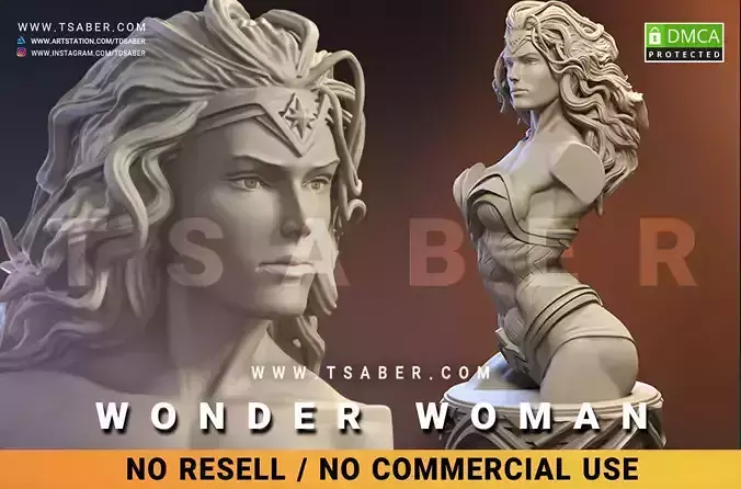 Wonder Woman Bust - Zbrush DC Comics Collectibles 3D print model