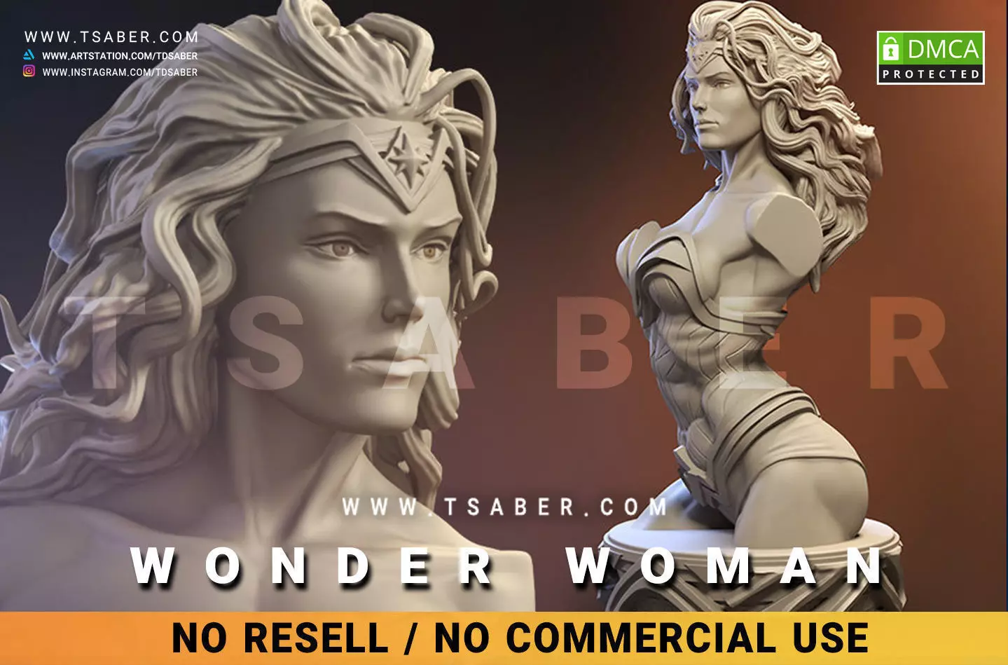 Wonder Woman Bust - Zbrush DC Comics Collectibles 3D print model_0