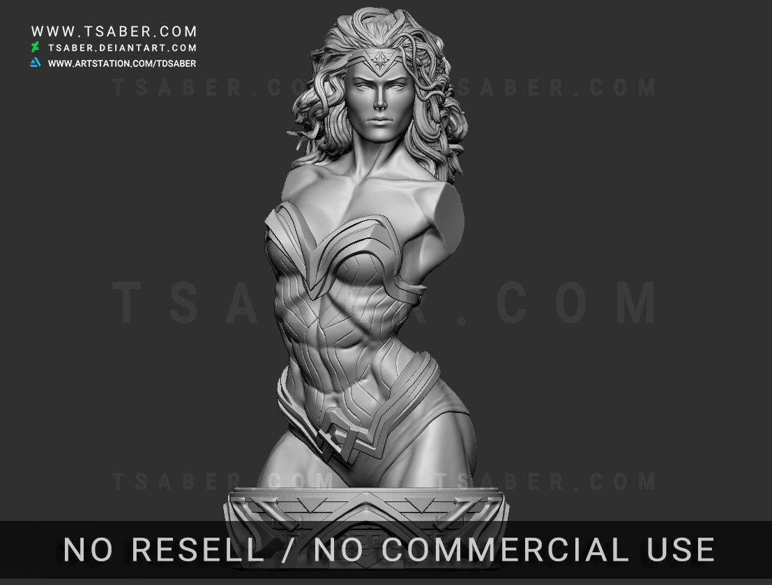 Wonder Woman Bust - Zbrush DC Comics Collectibles 3D print model_5