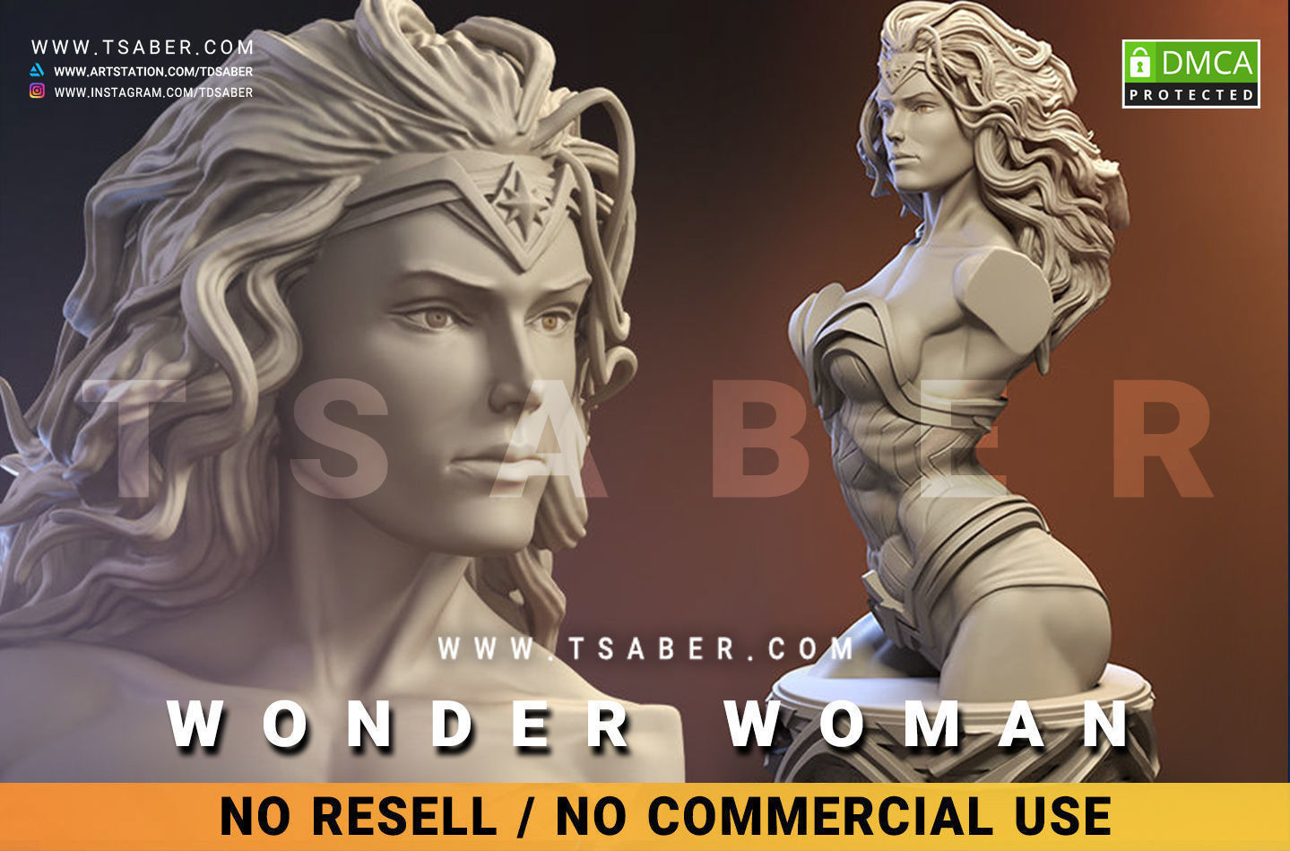 Wonder Woman Bust - Zbrush DC Comics Collectibles 3D print model_1
