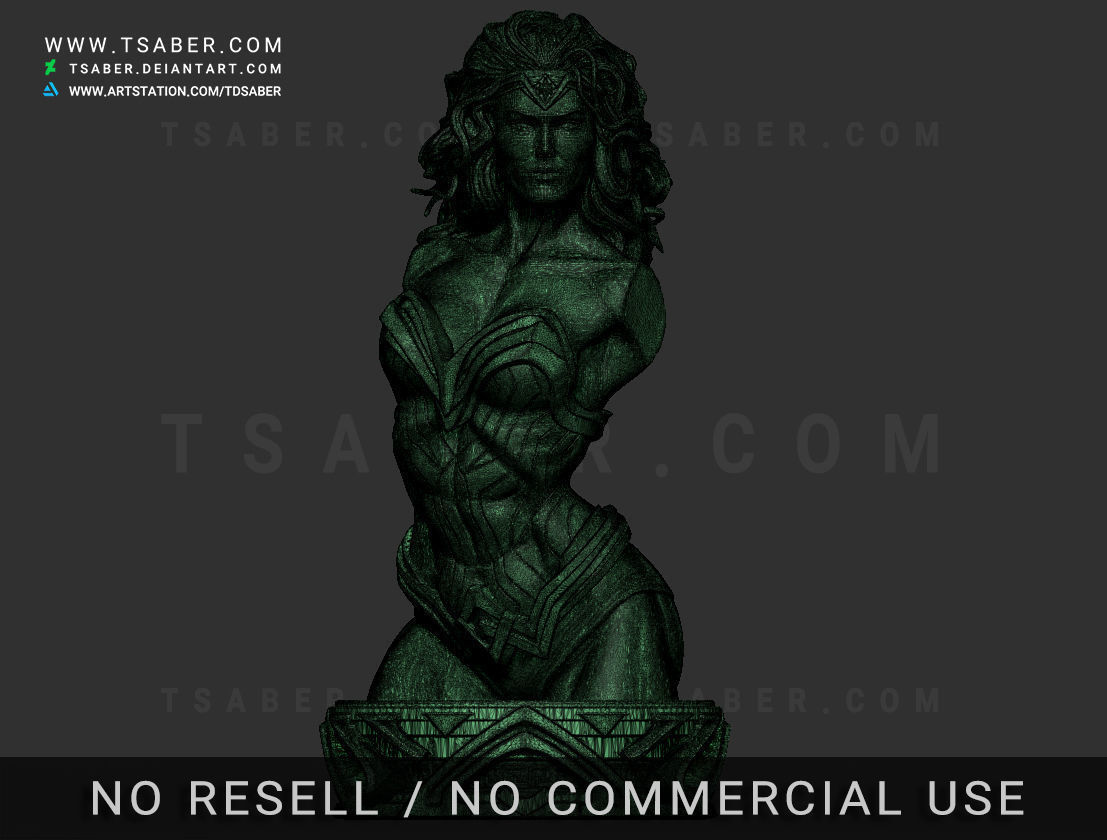 Wonder Woman Bust - Zbrush DC Comics Collectibles 3D print model_6