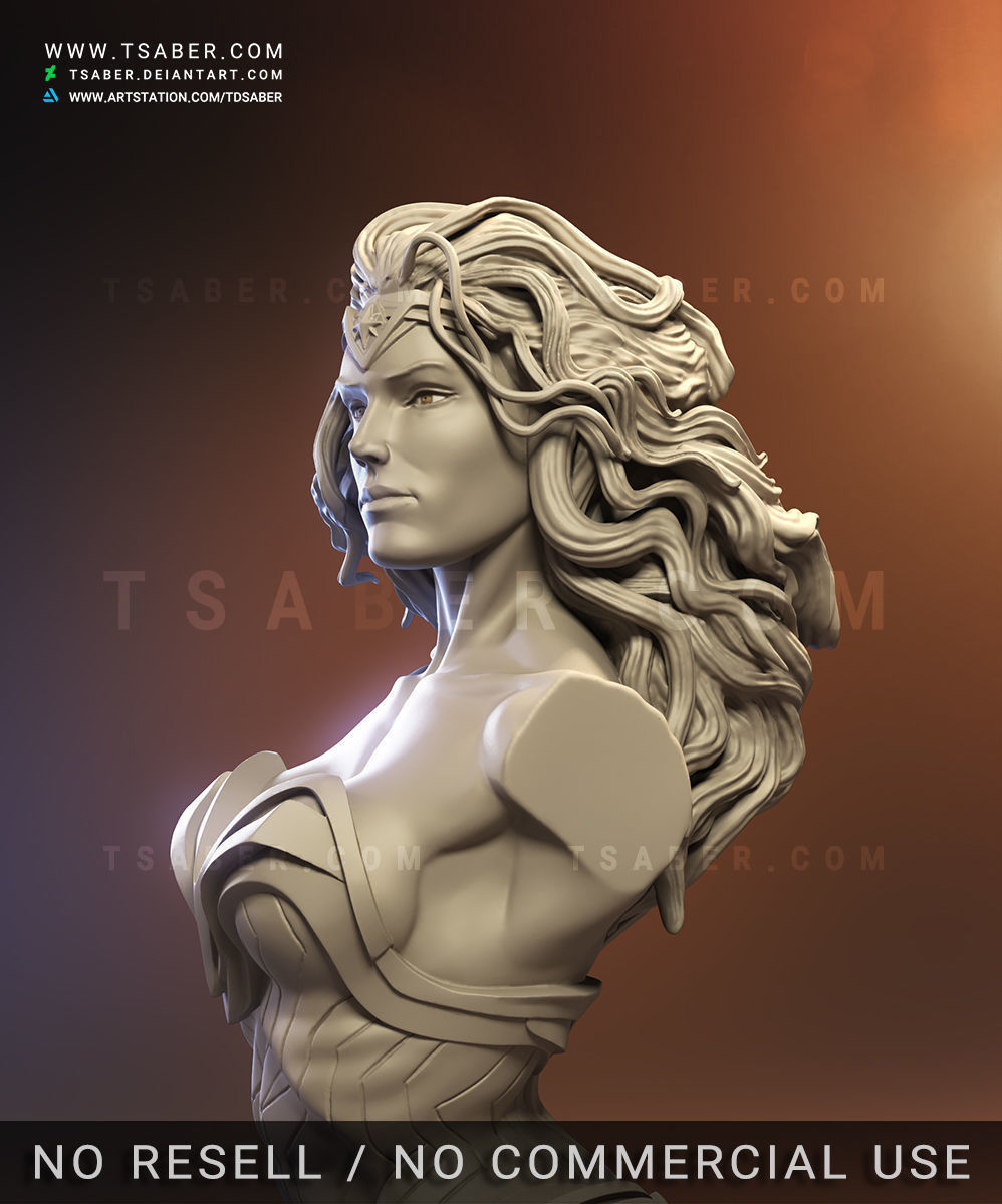Wonder Woman Bust - Zbrush DC Comics Collectibles 3D print model_3