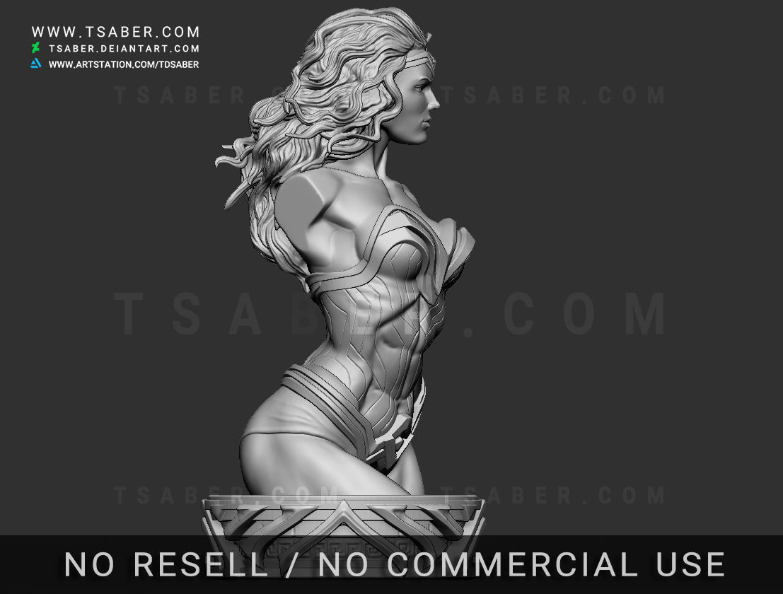 Wonder Woman Bust - Zbrush DC Comics Collectibles 3D print model_12