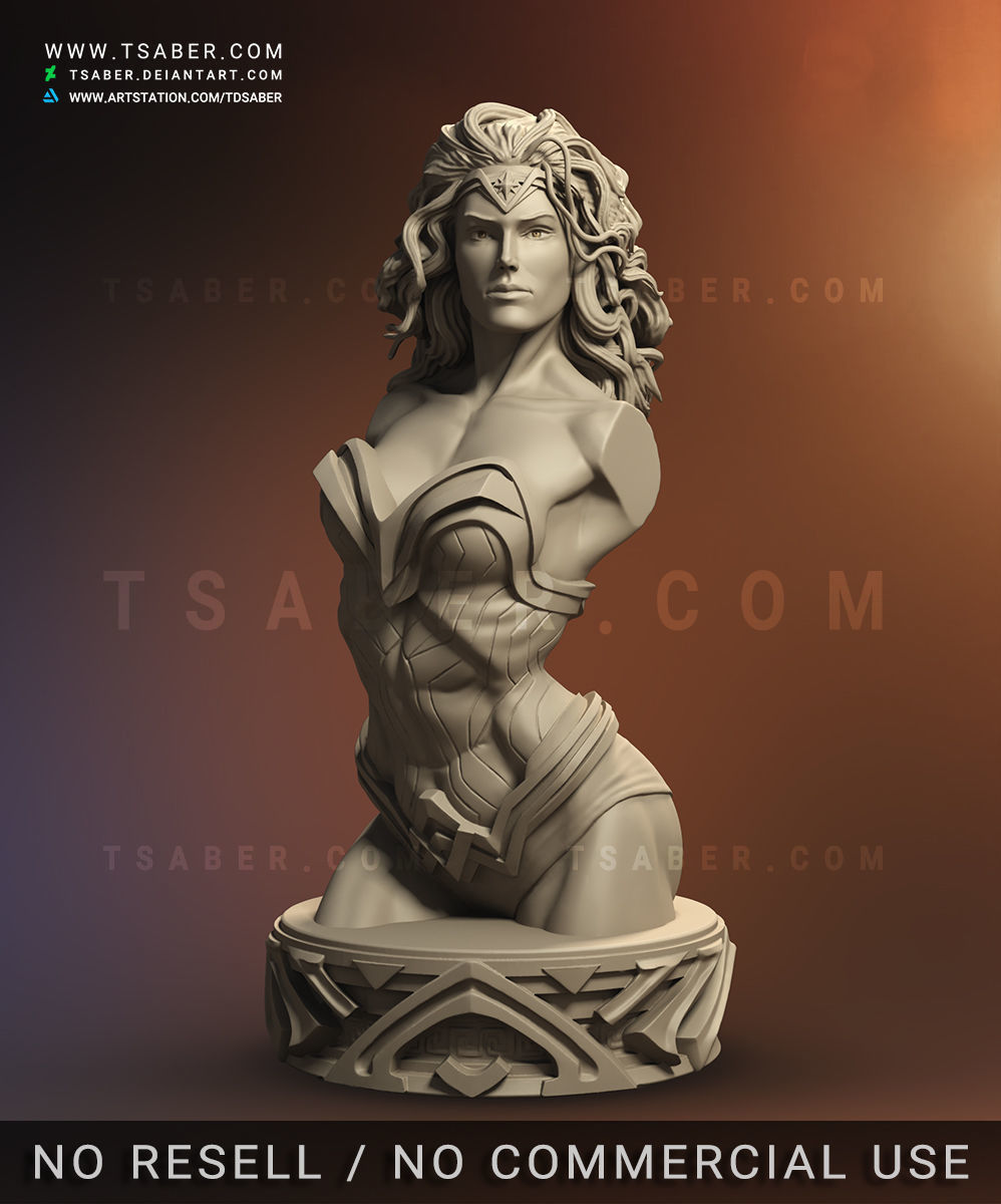 Wonder Woman Bust - Zbrush DC Comics Collectibles 3D print model_20
