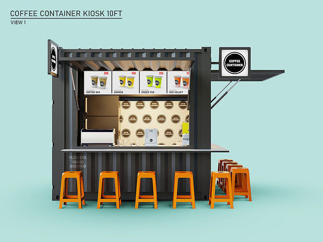 Coffee Container Kiosk 10ft 3D model