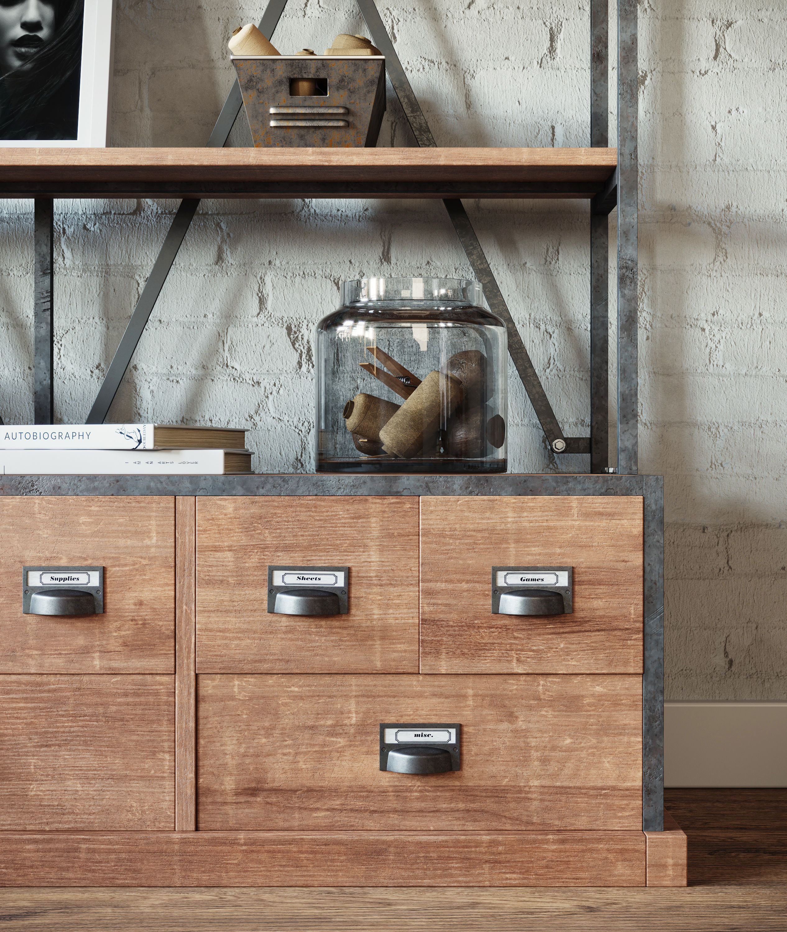 Industrial Living Interior scene 3D model_1