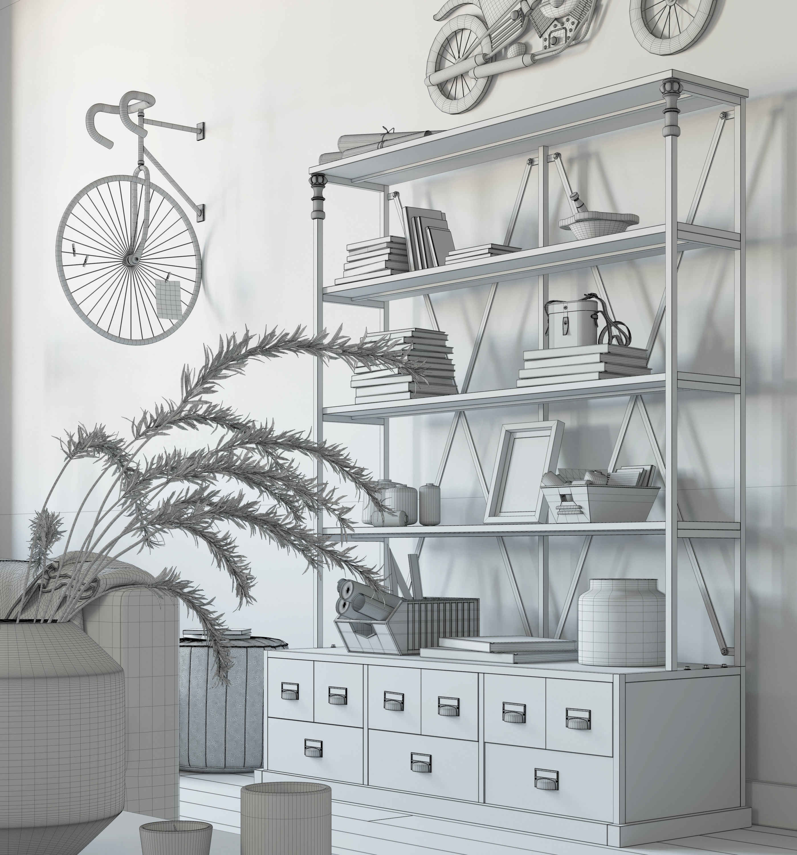 Industrial Living Interior scene 3D model_20