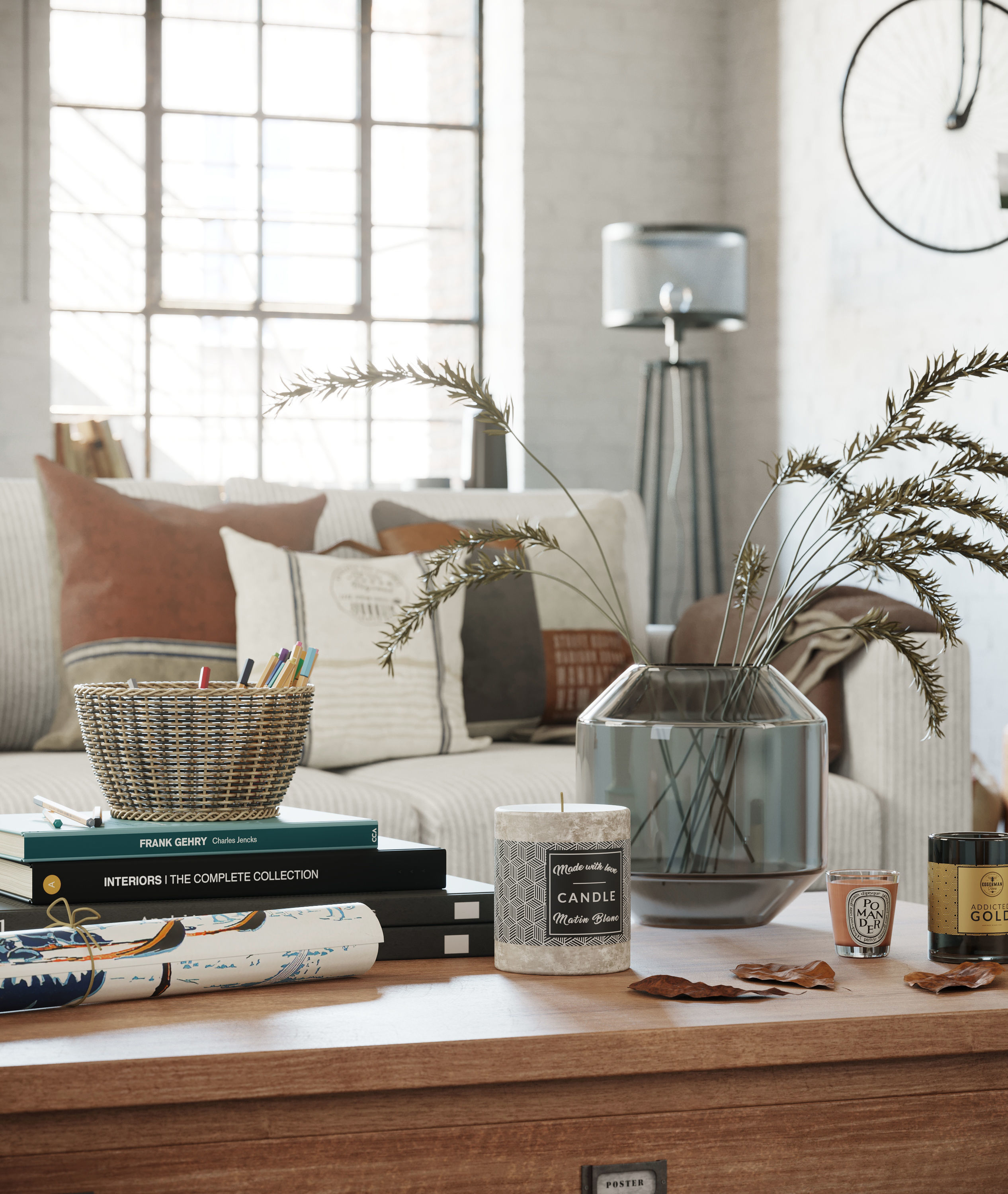 Industrial Living Interior scene 3D model_10