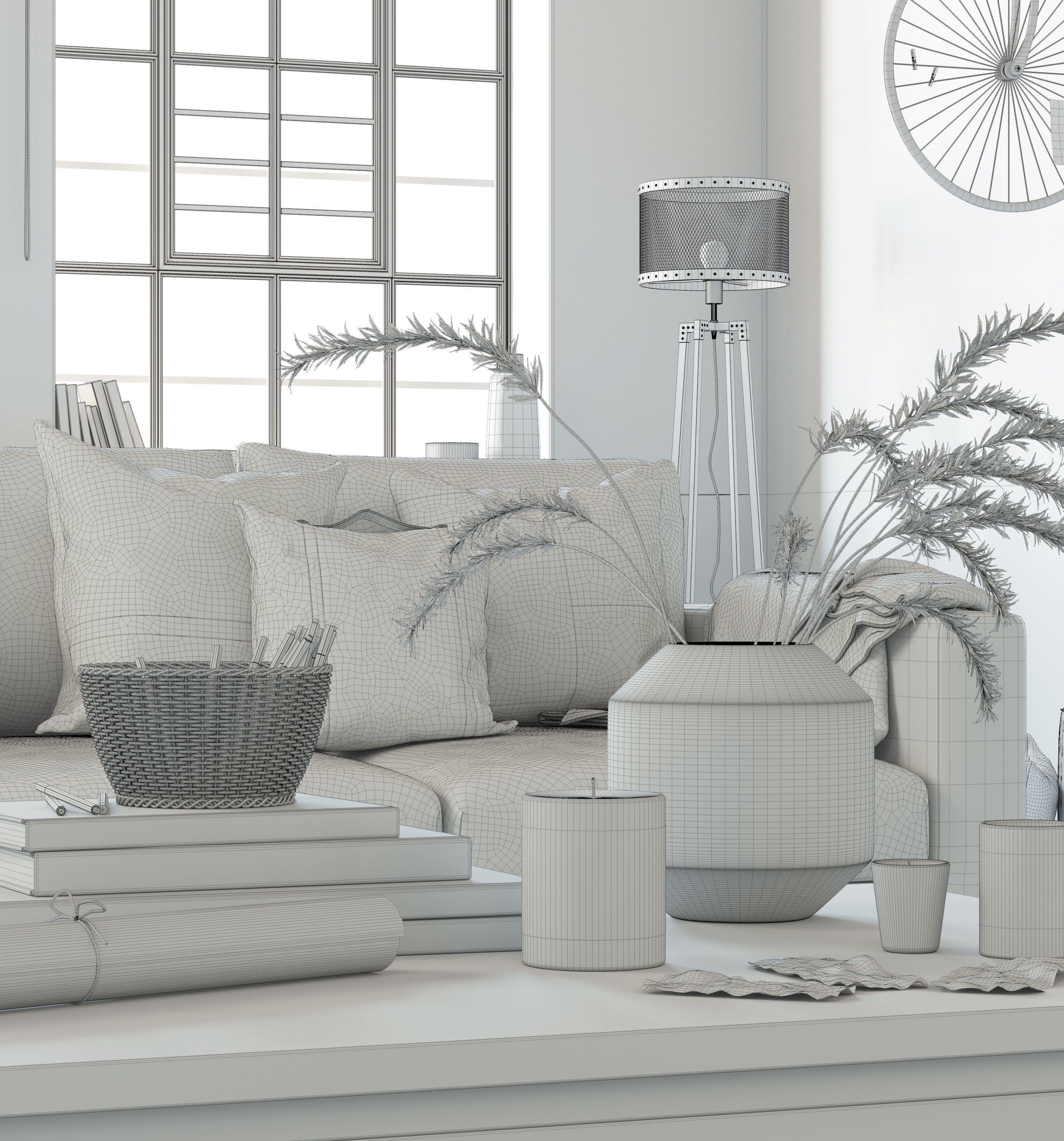 Industrial Living Interior scene 3D model_13