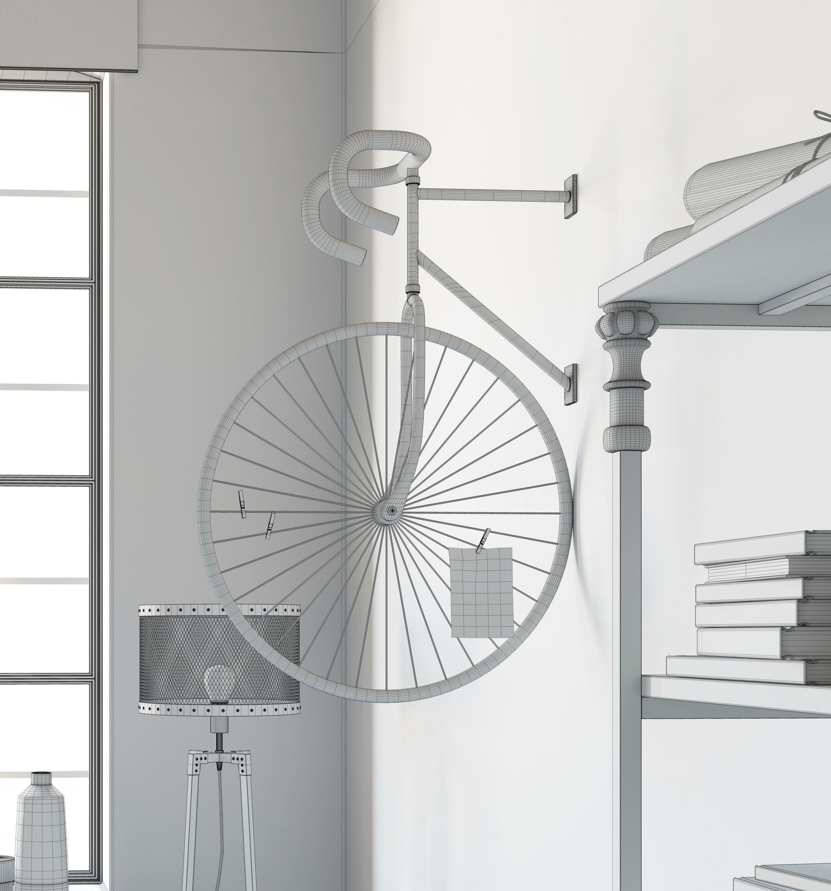 Industrial Living Interior scene 3D model_11