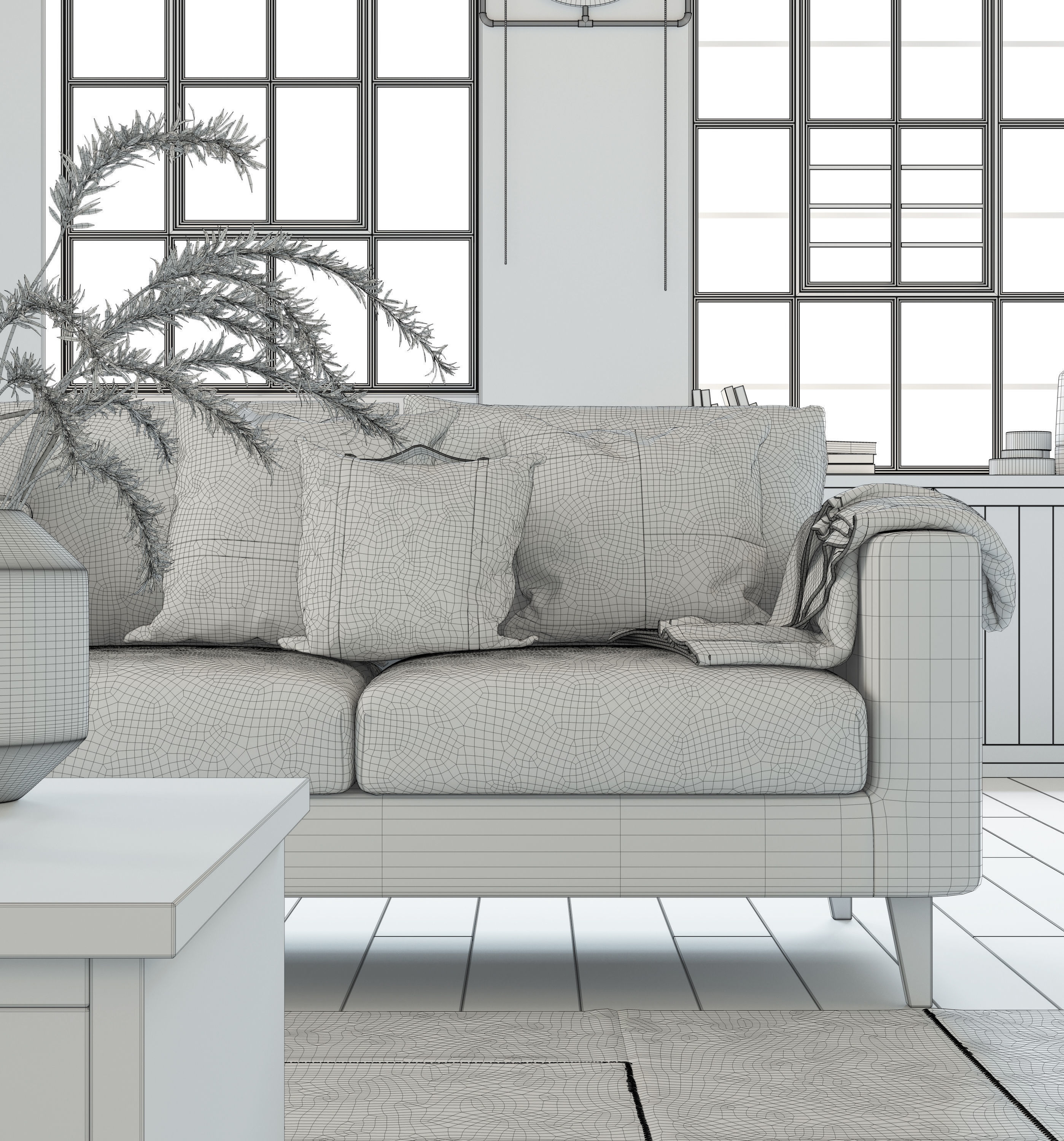 Industrial Living Interior scene 3D model_16