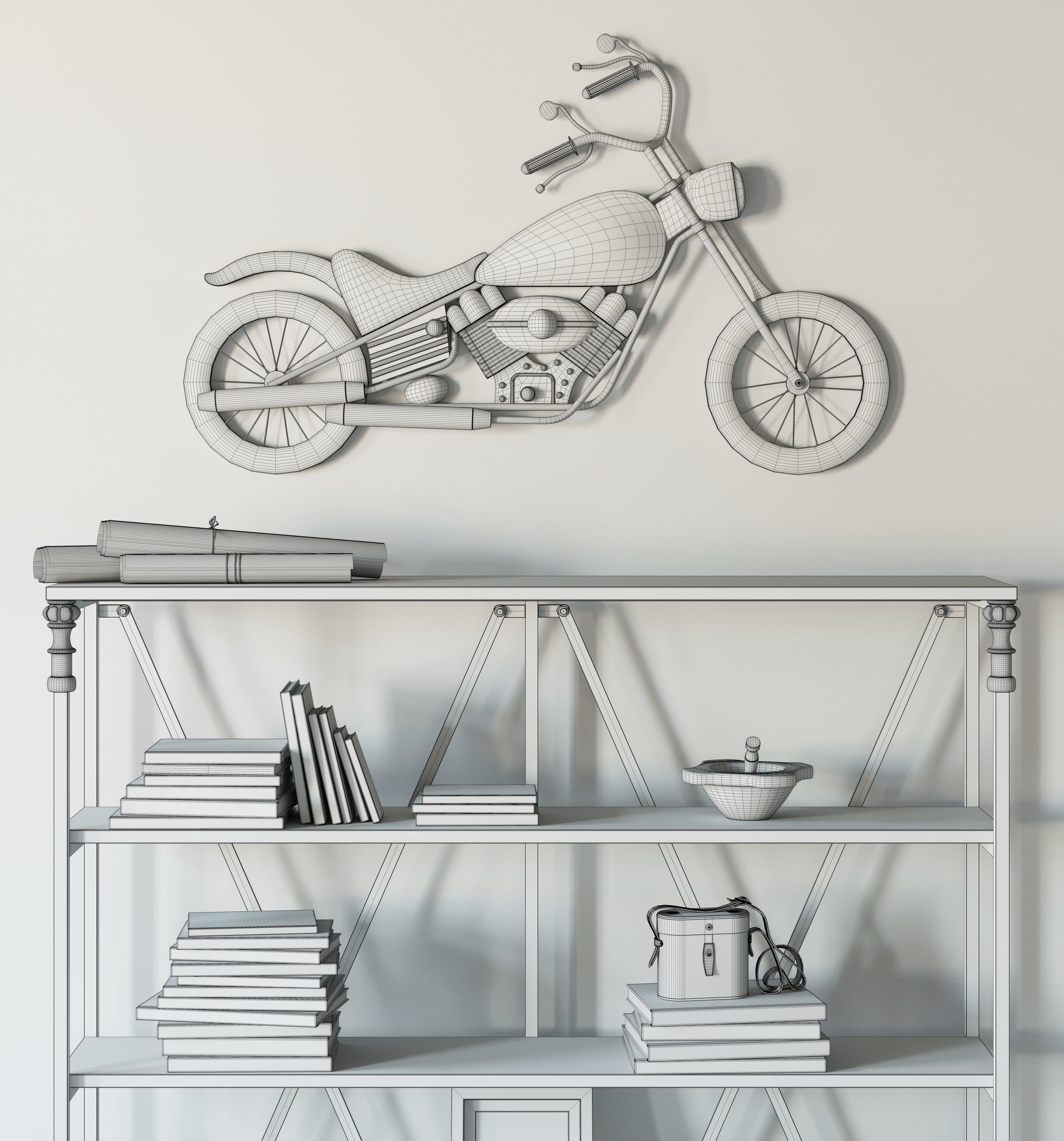 Industrial Living Interior scene 3D model_14