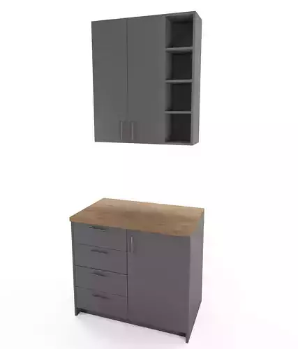 Cabinet kitchen with two drawers and wooden top