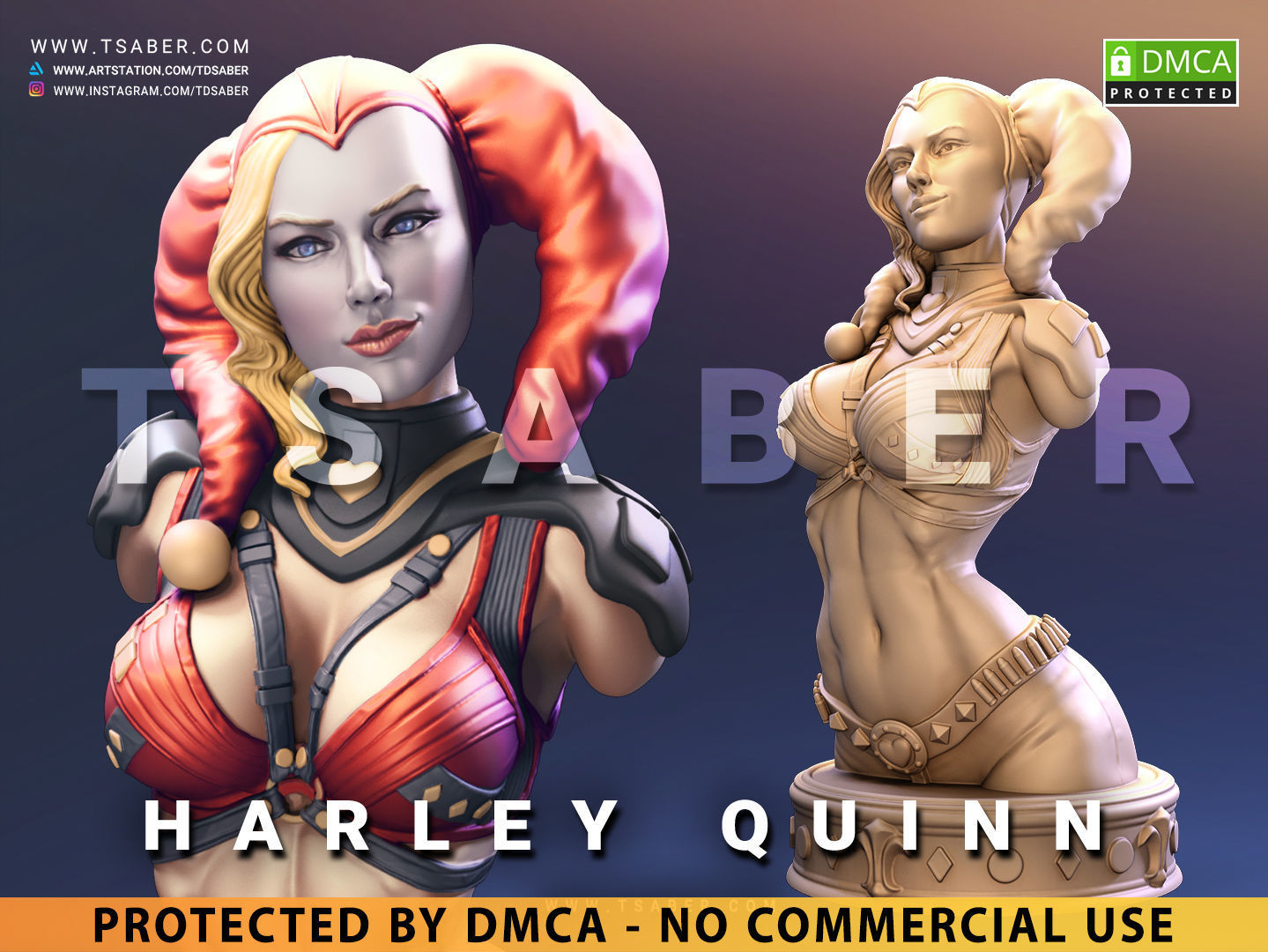 Harley Quinn Bust - DC comics Collectibles 3D print model_1