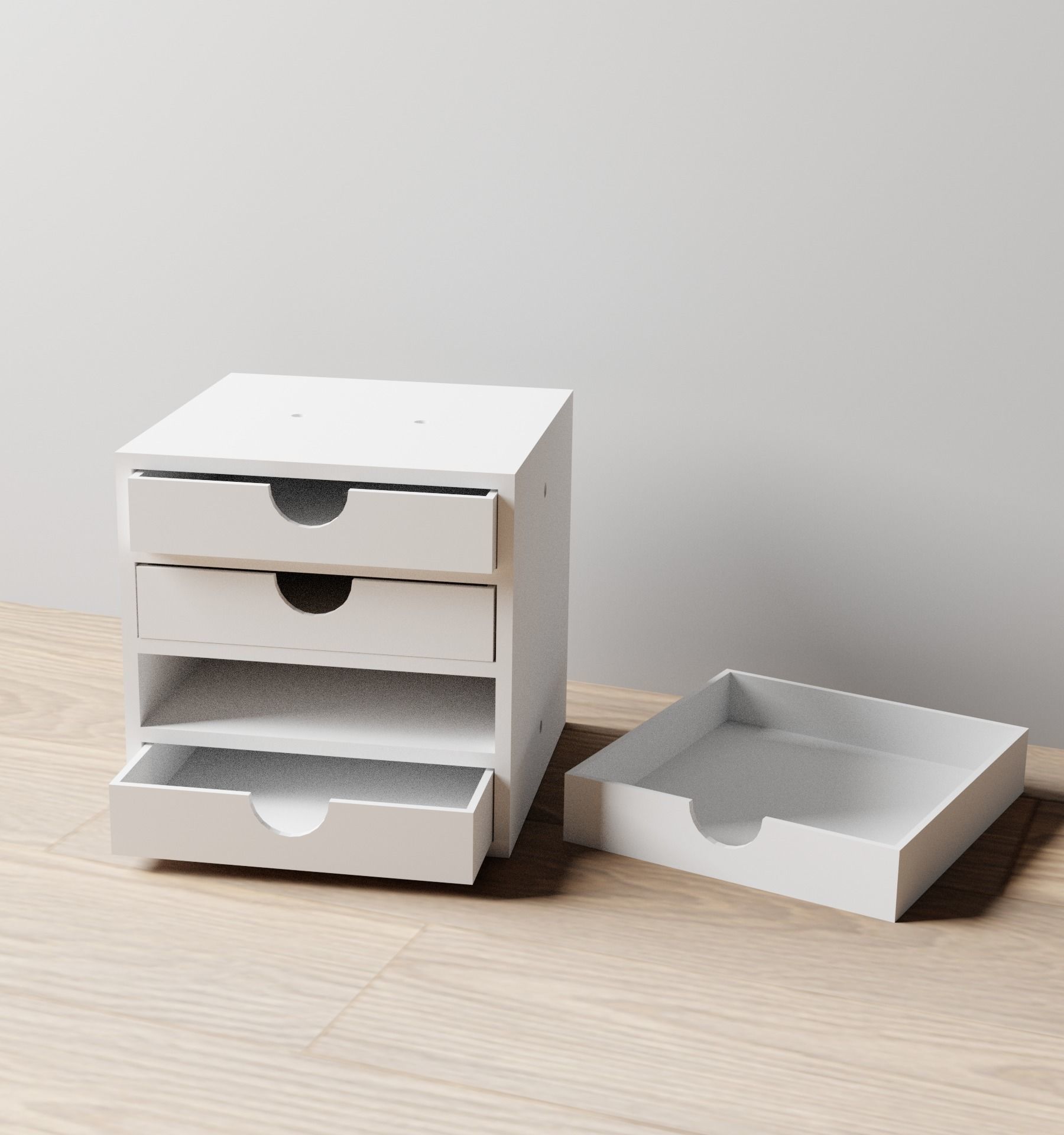 005M LA Unit Medium 4 Drawer Horizontal Storage Organiser 3D print model_2