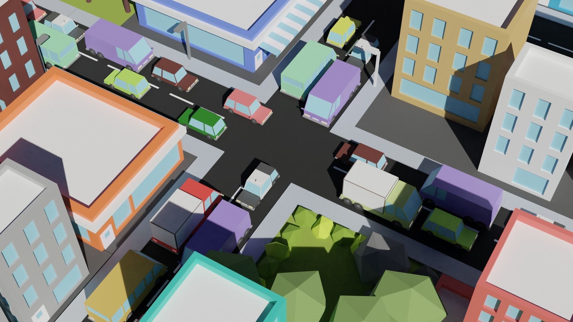 Low Poly Toon type City and Vehicles Assets Pack Low-poly 3D model_1