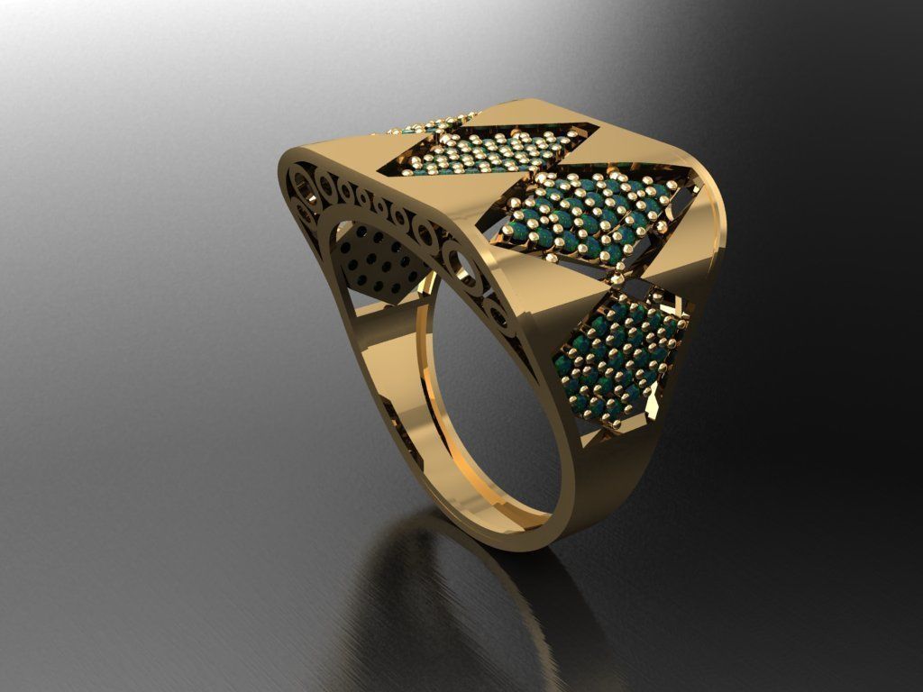 P24- Diamond ring 3D print model_3