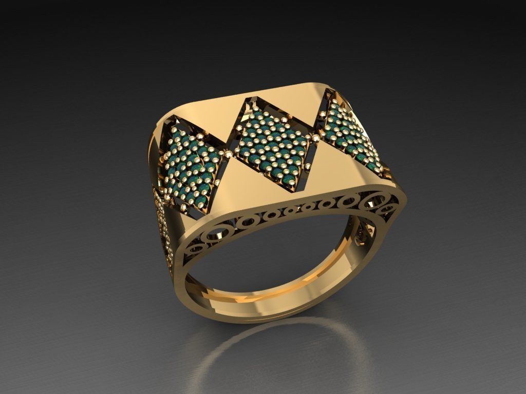 P24- Diamond ring 3D print model_2