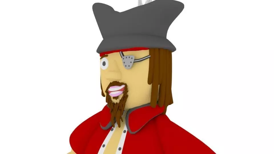 Pirate 3D model wearing shirt and pants Free low-poly 3D model
