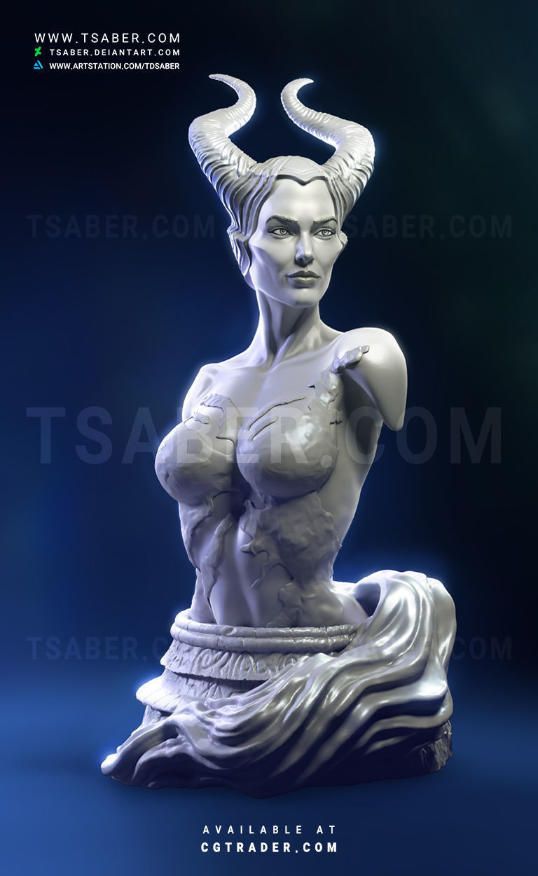 Maleficent Bust 3D print model_6