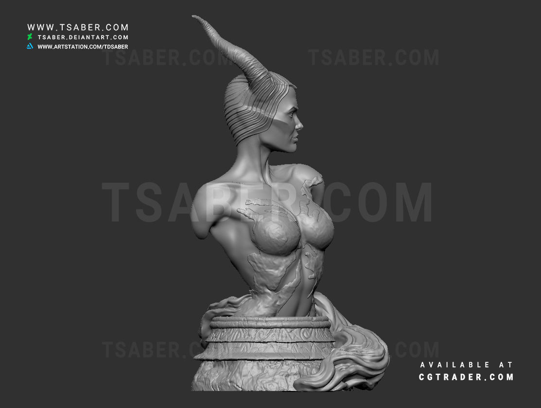 Maleficent Bust 3D print model_5