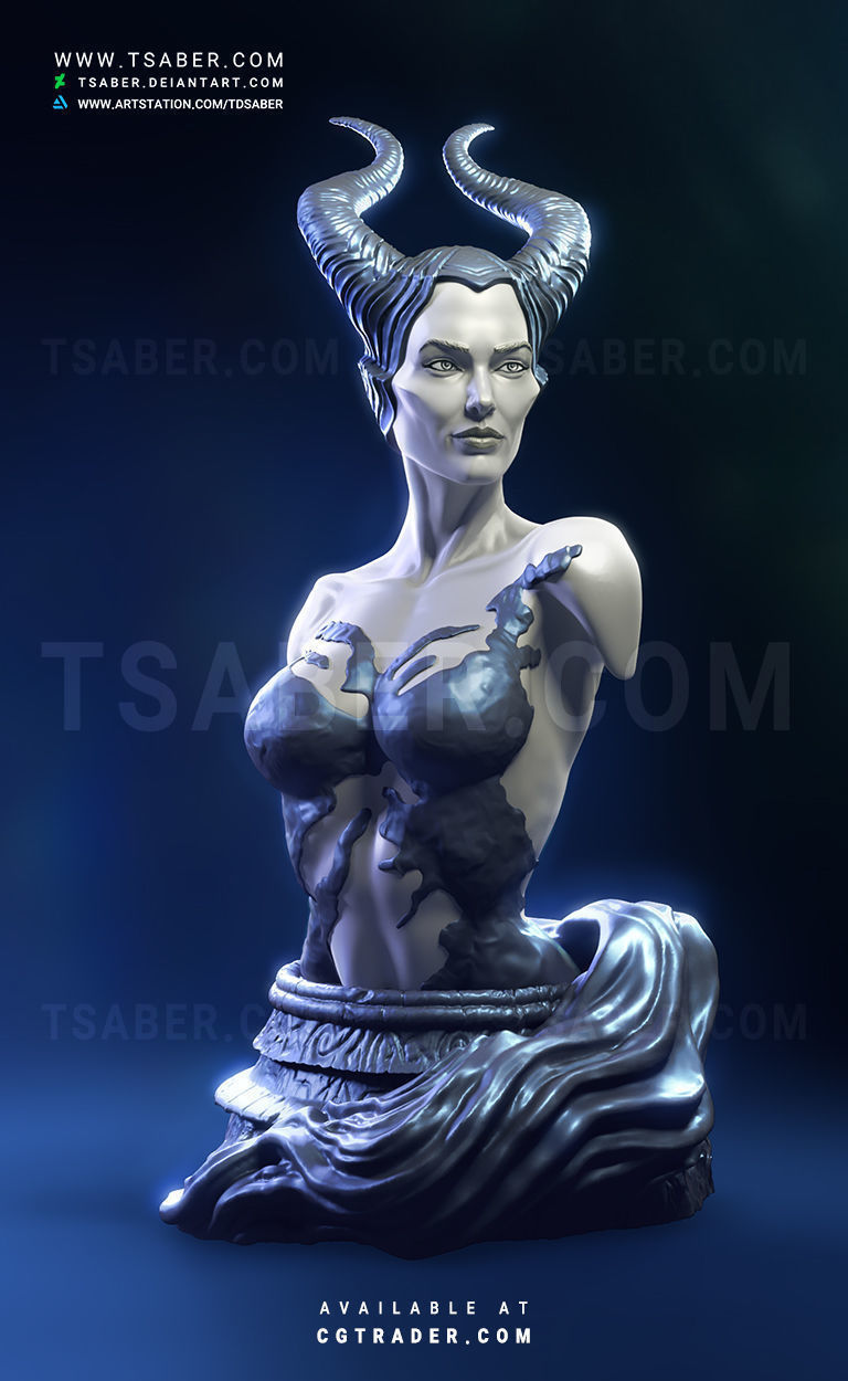 Maleficent Bust 3D print model_7