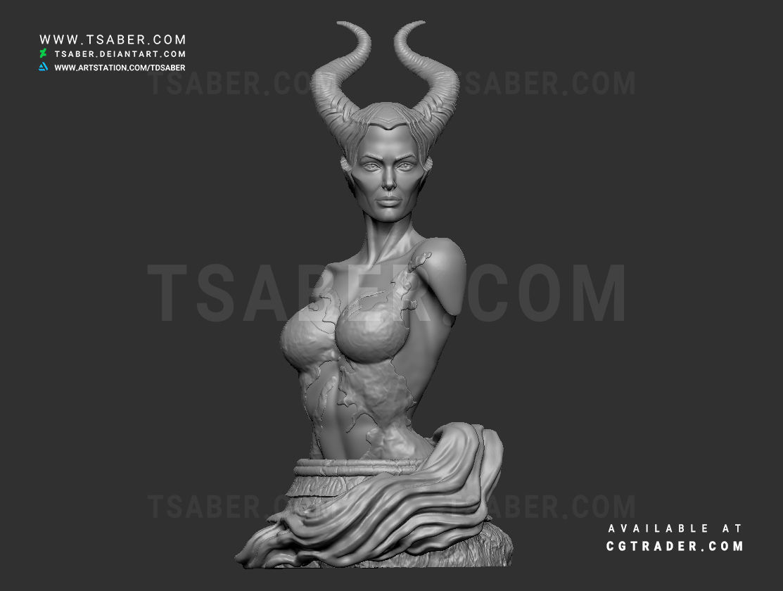 Maleficent Bust 3D print model_9