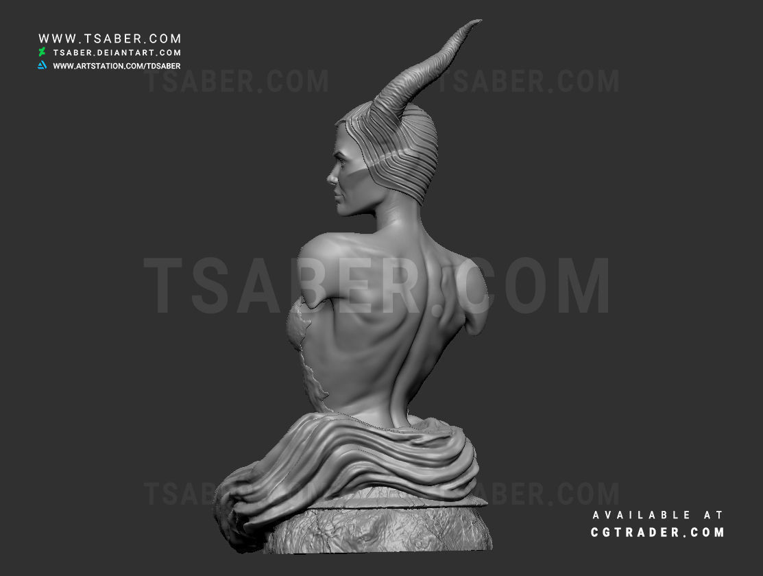 Maleficent Bust 3D print model_11