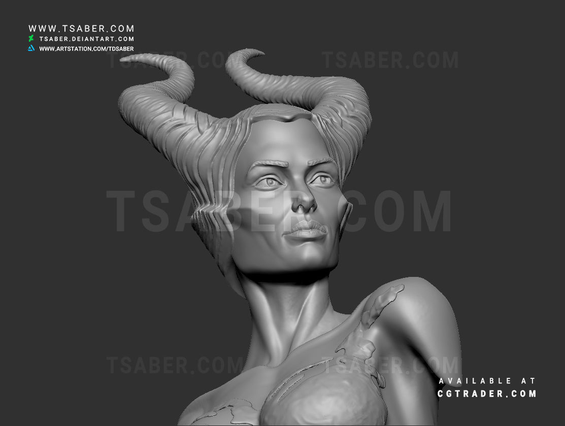 Maleficent Bust 3D print model_19