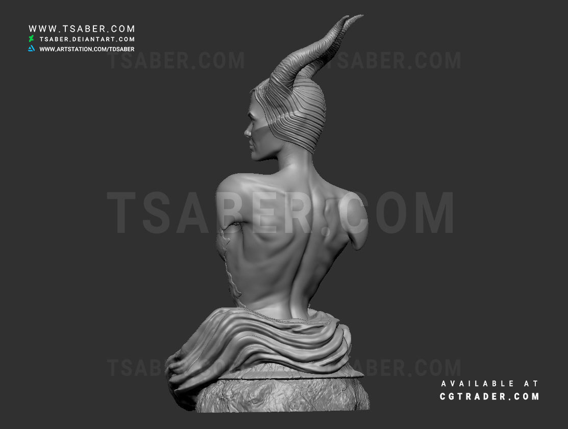 Maleficent Bust 3D print model_12