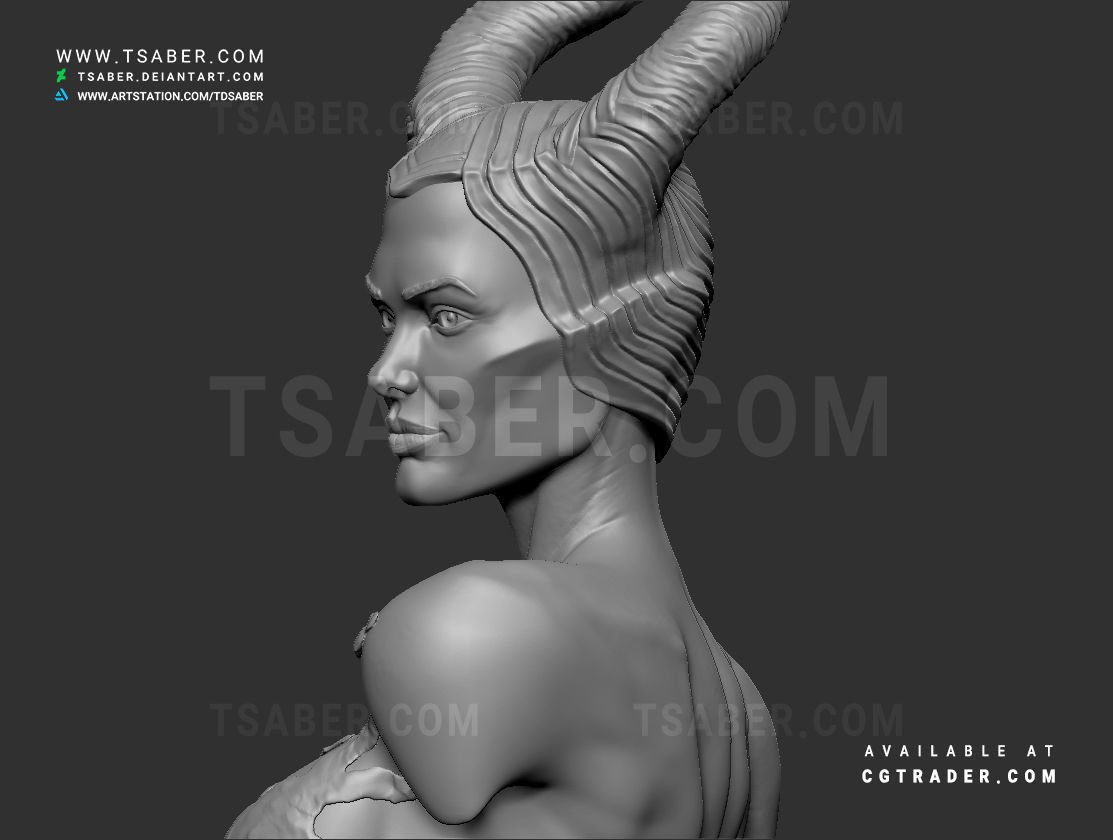 Maleficent Bust 3D print model_16