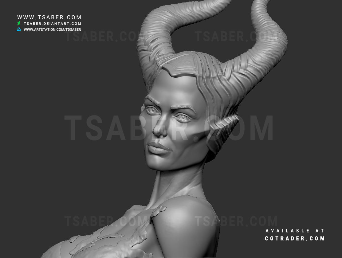 Maleficent Bust 3D print model_8