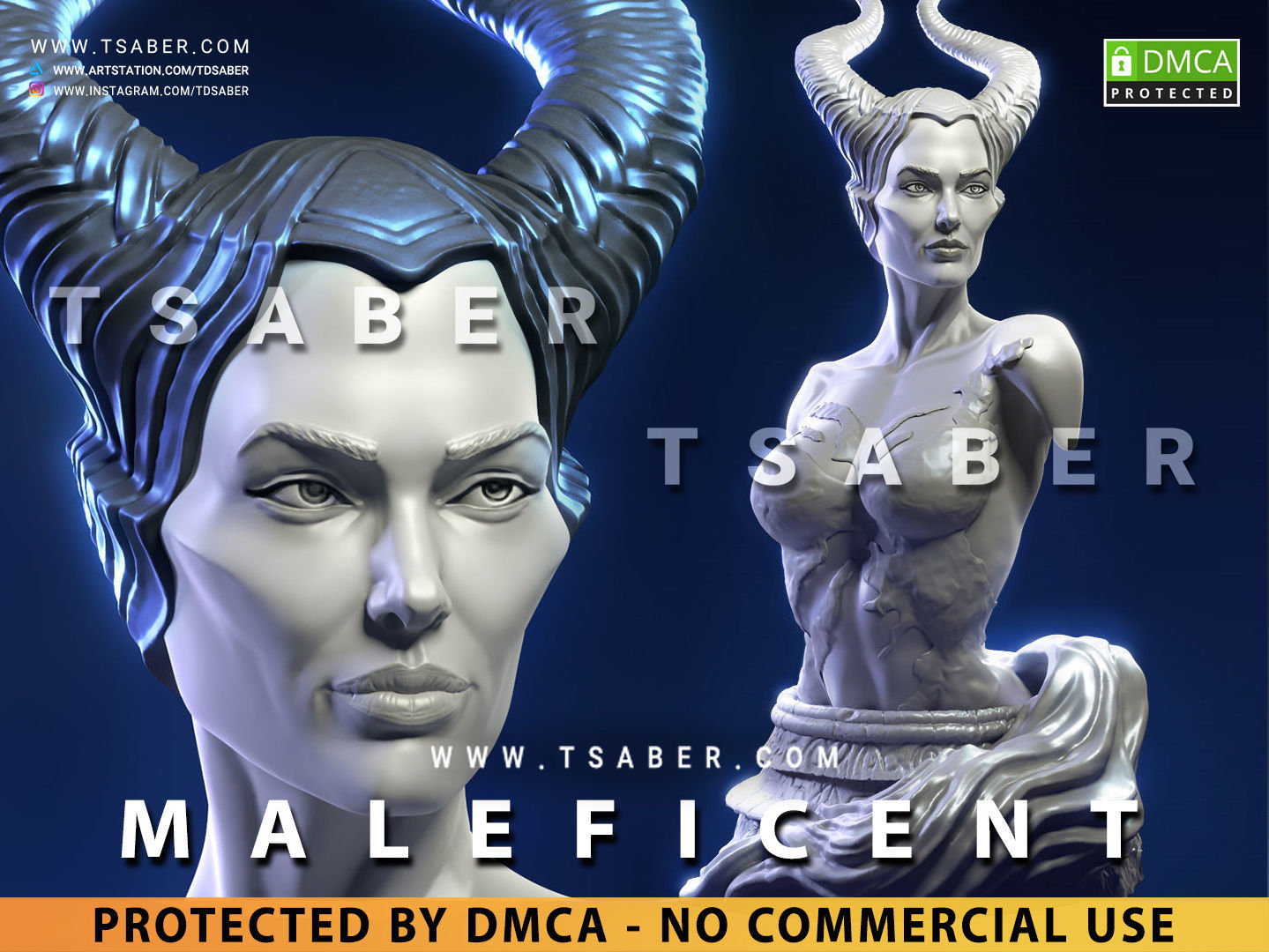 Maleficent Bust 3D print model_1