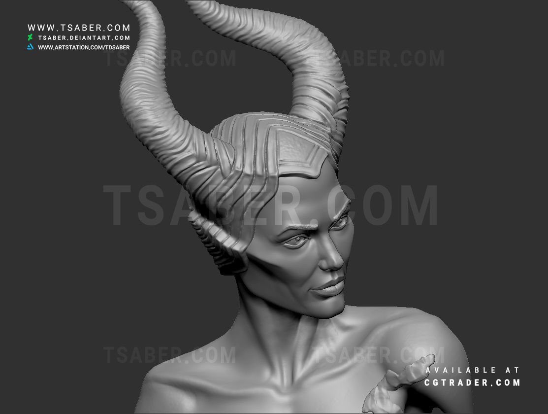 Maleficent Bust 3D print model_18