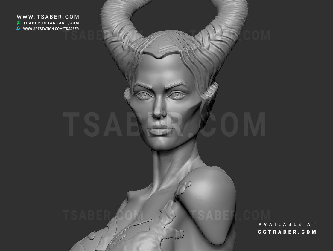 Maleficent Bust 3D print model_15