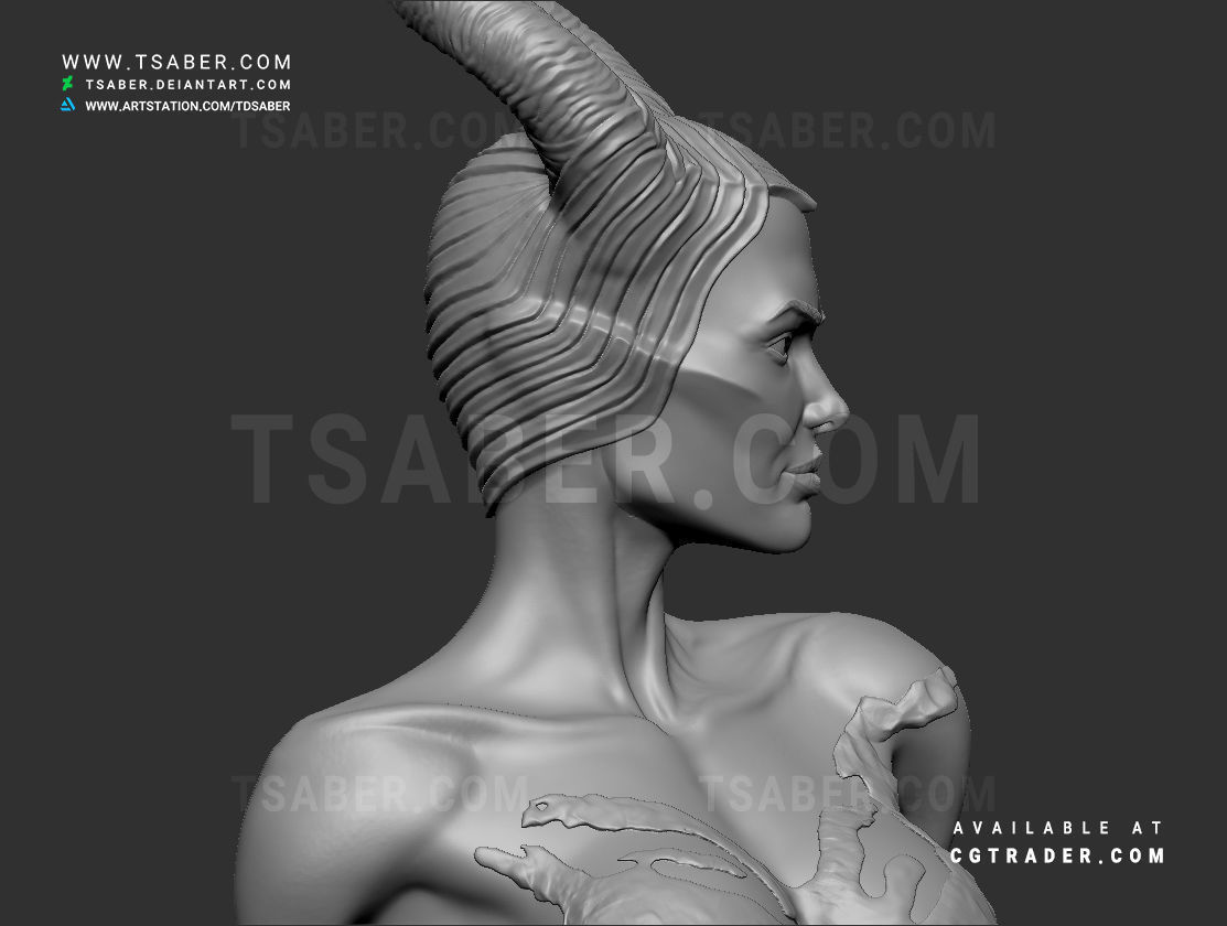 Maleficent Bust 3D print model_17