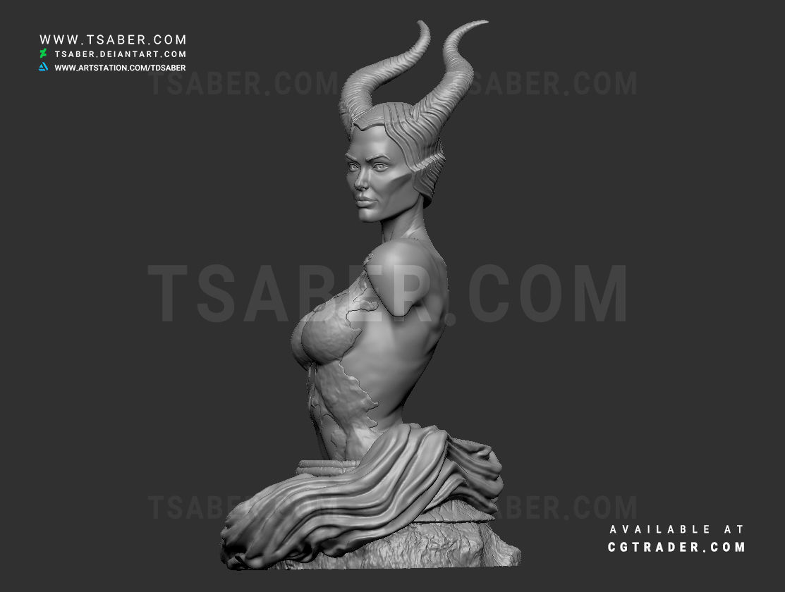 Maleficent Bust 3D print model_10