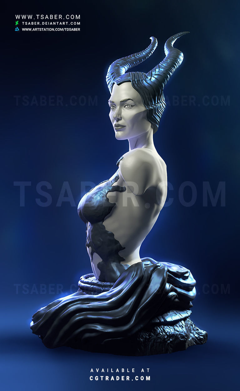Maleficent Bust 3D print model_2