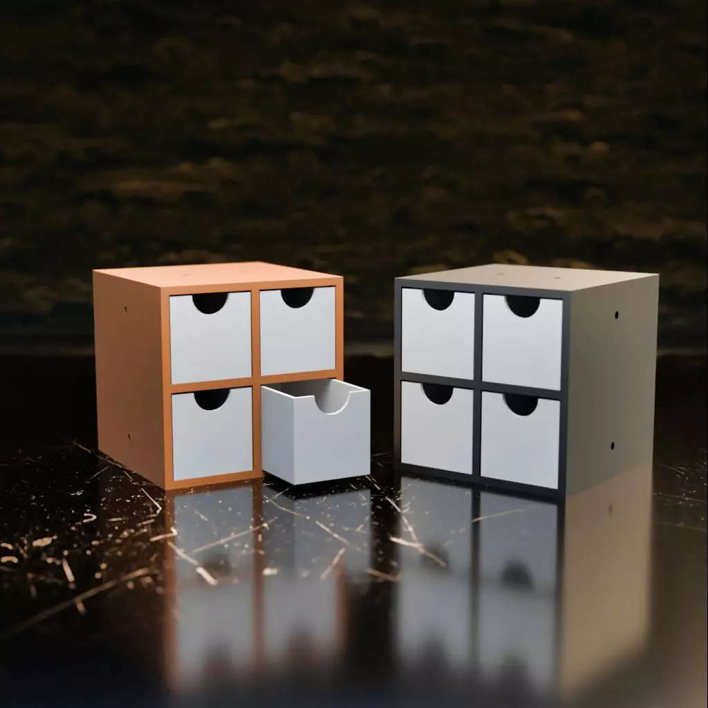 006M LA Unit Medium 2x2 Drawer Storage Organiser  3D print model_0