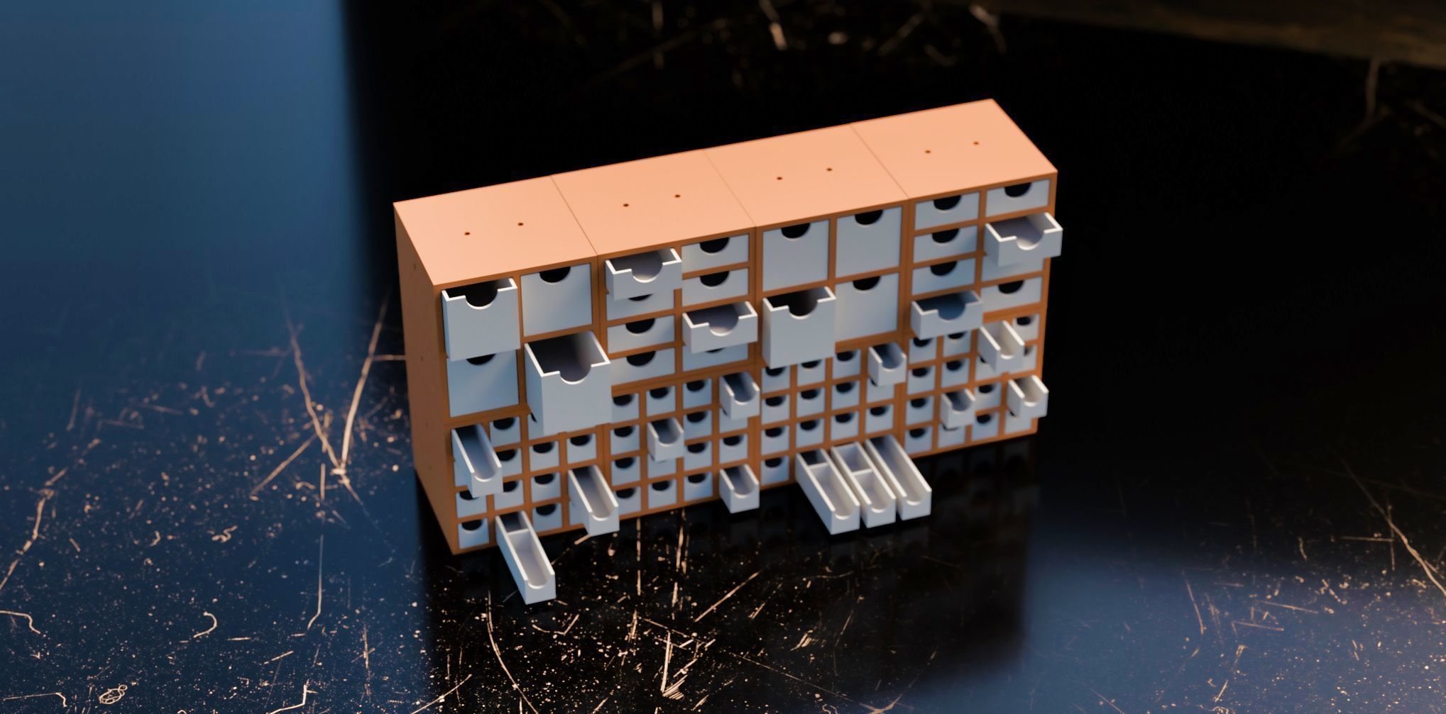 006M LA Unit Medium 2x2 Drawer Storage Organiser  3D print model_3