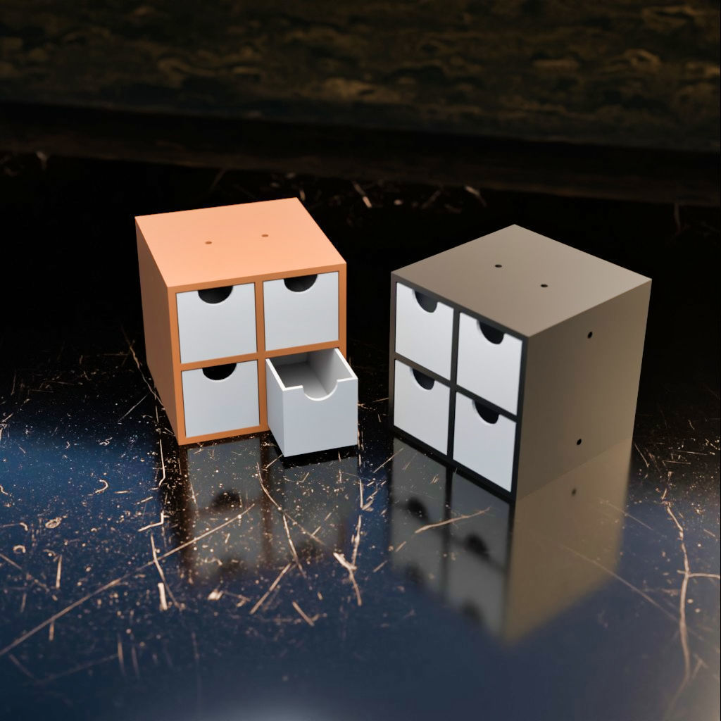 006M LA Unit Medium 2x2 Drawer Storage Organiser  3D print model_1