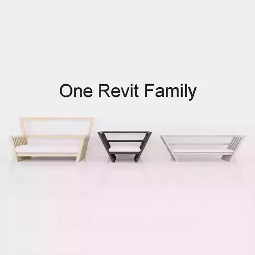 Wooden bench - Full parametric Revit Family