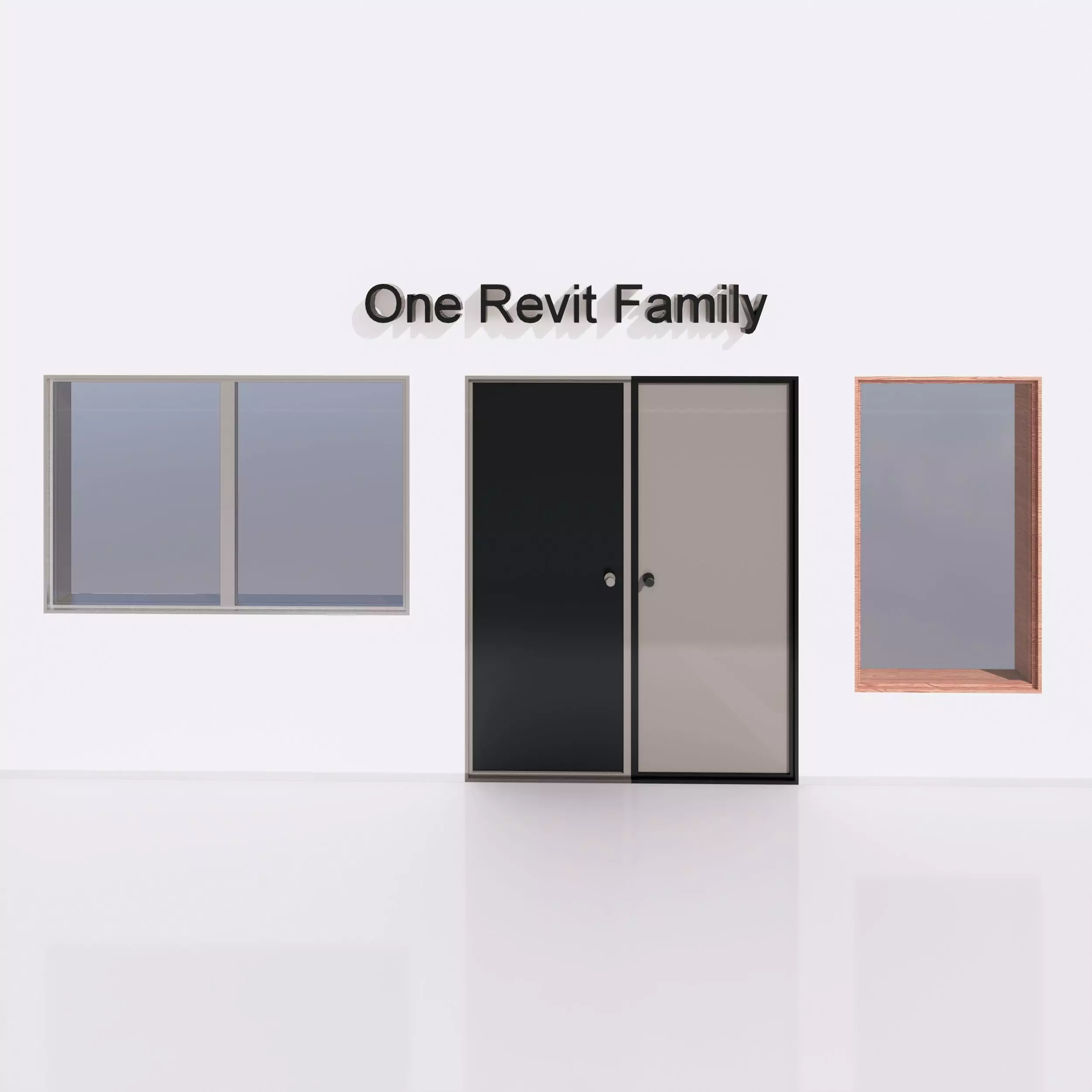 Door or window - Possibility to add side by side - Revit Family Free low-poly 3D model_0