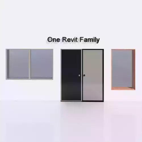 Door or window - Possibility to add side by side - Revit Family  Free low-poly 3D model