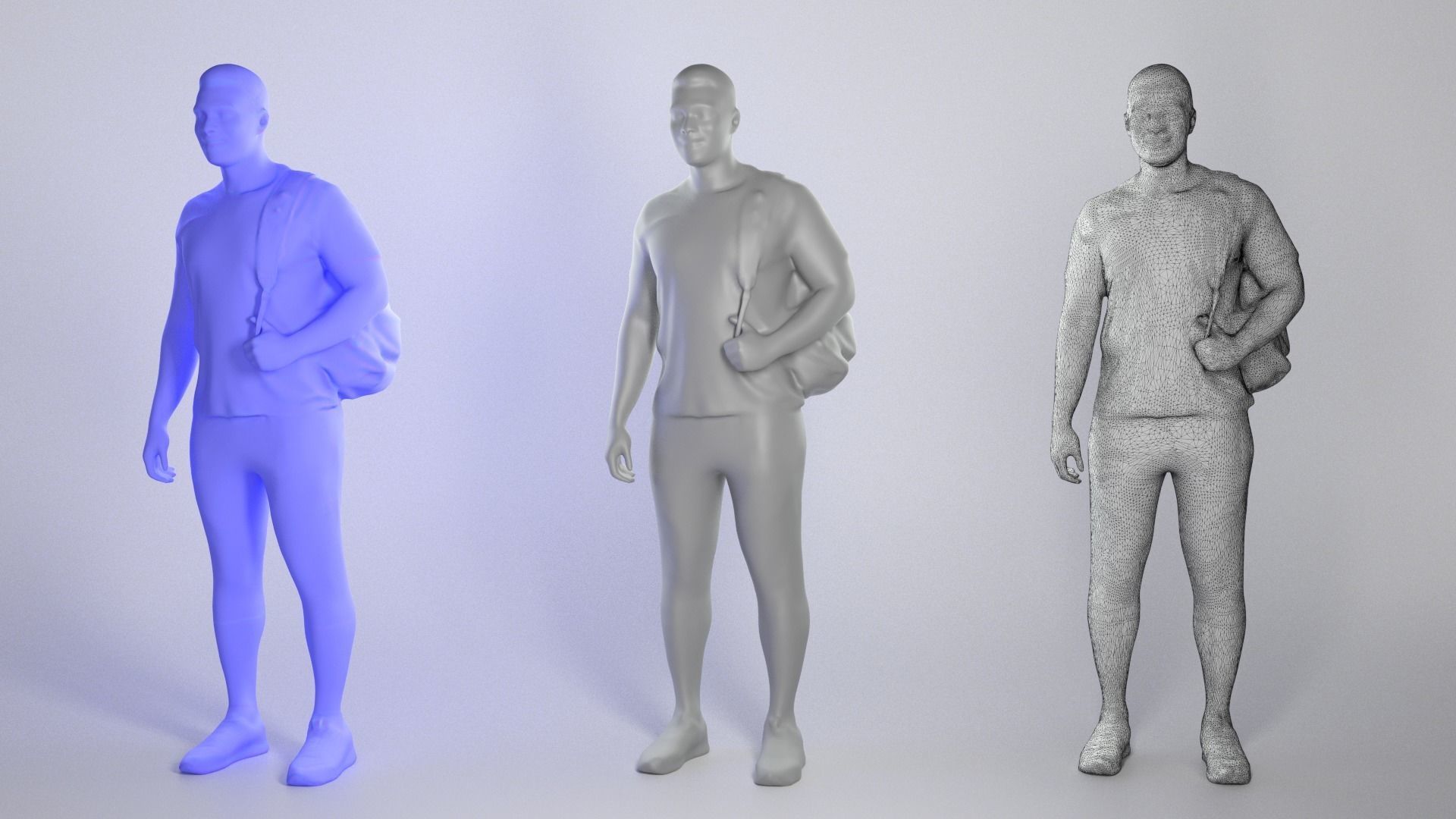 Dude in sportswear with a backpack 178 Low-poly 3D model_3