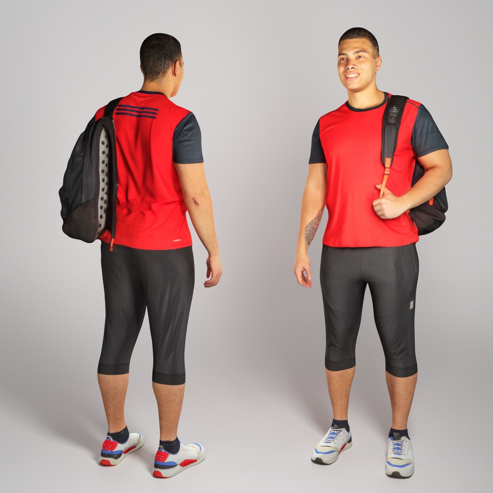 Dude in sportswear with a backpack 178 Low-poly 3D model_1