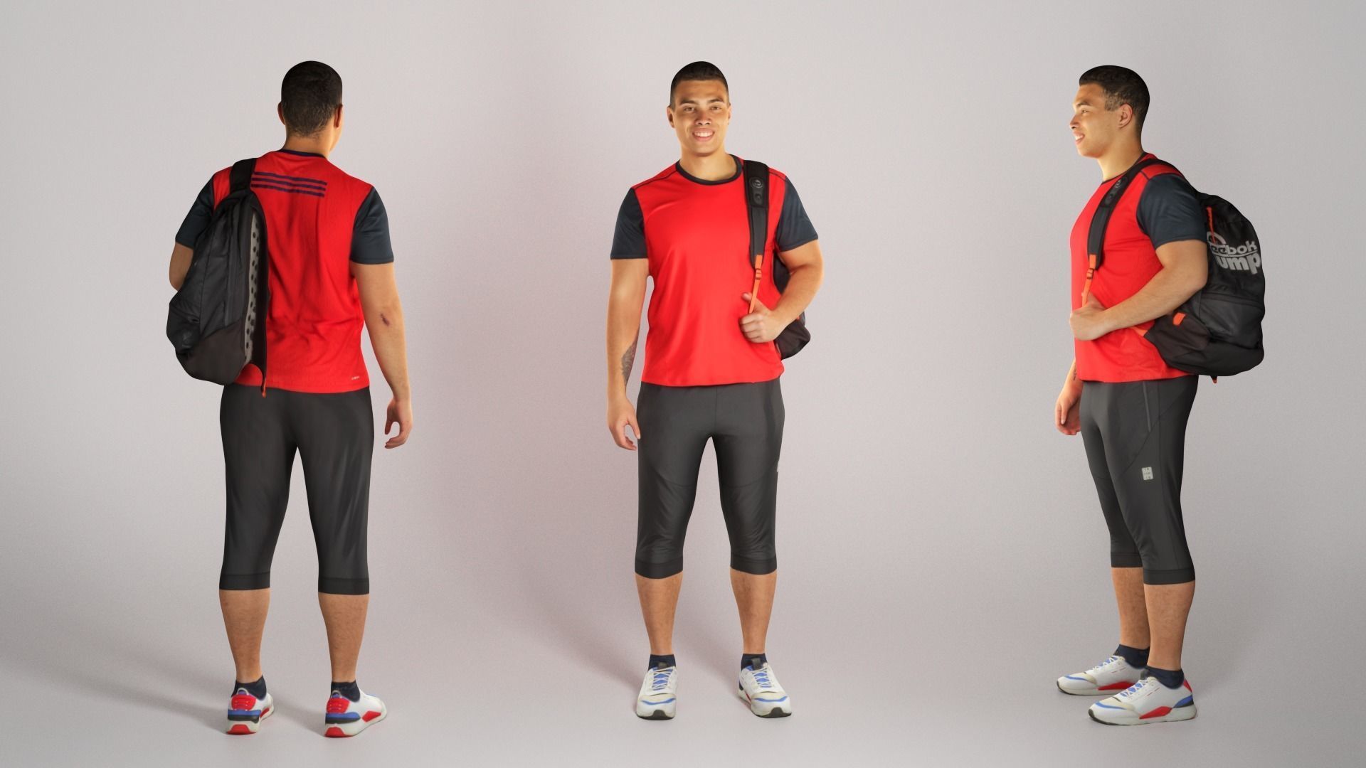 Dude in sportswear with a backpack 178 Low-poly 3D model_2