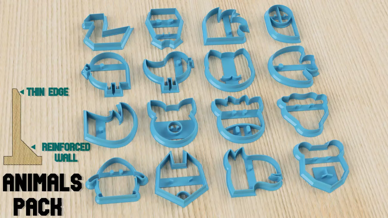 COOKIE CUTTER PACK- 16 ANIMALS 3D print model