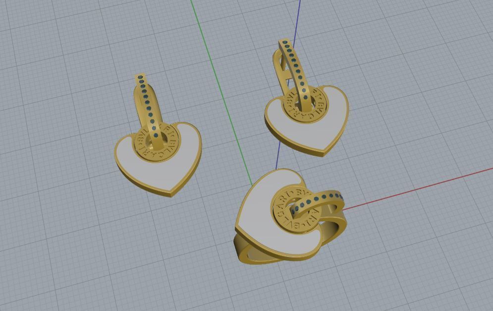 Bvlgari Ring and Earrings 3D print model_7