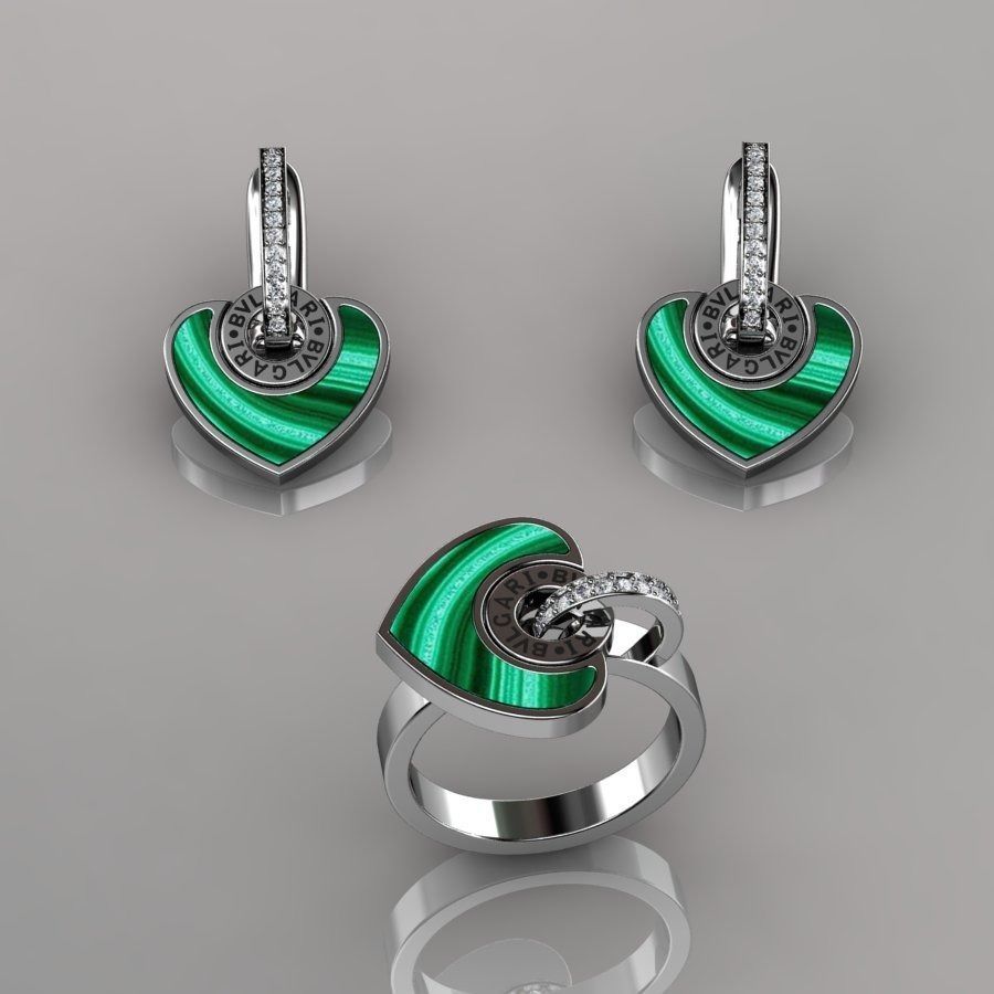 Bvlgari Ring and Earrings 3D print model_5